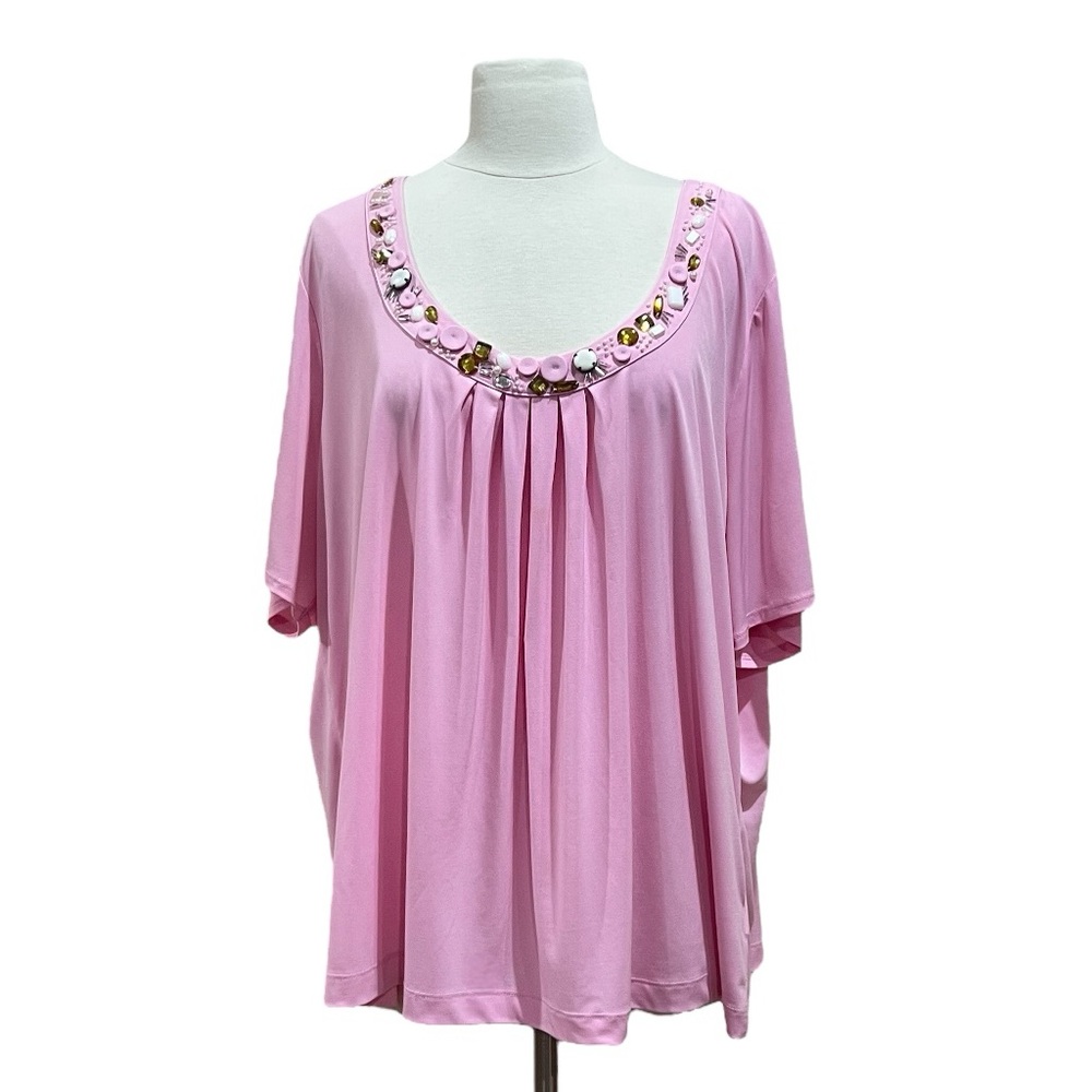 Susan Graver Pink Embellished Top Size 2X